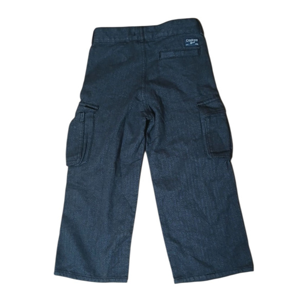 Oshkosh Boys Pants 4T Toddler E-Z Adjust Waist Cargo Dark Blue 100% Cotton NWT - Picture 2 of 13
